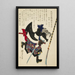 Ronin ou samouraï sans maître s'élançant en avant - Tsukioka Yoshitoshi — framed artwork on a wall