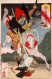 Sagami Jir and Taira no Masakado attacking an opponent on horseback - Tsukioka Yoshitoshi — artwork view