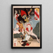 Sagami Jir and Taira no Masakado attacking an opponent on horseback - Tsukioka Yoshitoshi — framed artwork on a wall