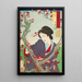 Second Month Tei of Shinbashi near a plum tree at Umeyashiki - Tsukioka Yoshitoshi — framed artwork on a wall