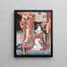Shiranui arrodillada junto a un hombre crucificado - Tsukioka Yoshitoshi — cuadro enmarcado en la pared