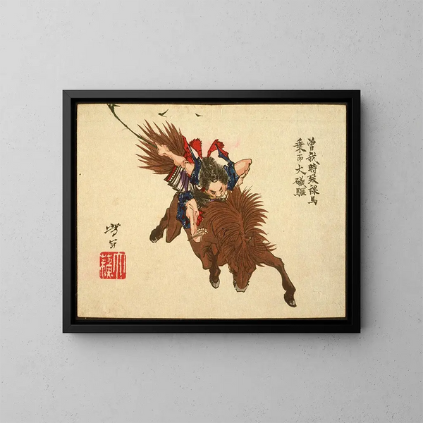 Soga no Gor a caballo hacia Iso - Tsukioka Yoshitoshi — cuadro enmarcado en la pared