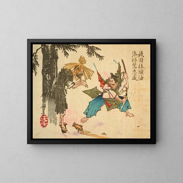 Tadamori y el ladrón de aceite - Tsukioka Yoshitoshi — cuadro enmarcado en la pared