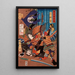 Tomoe Gozen, wife of Kiso Yoshinaka, defeating Uchida Sabur - Tsukioka Yoshitoshi — framed artwork on a wall