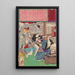 Tsukioka Yoshitoshi's painting "Épouse de Sangor ébouillantant le visage de son mari avec de l'eau bouillante" — framed artwork on a wall