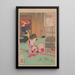a Woman Looking at the Shadow of a Pine Branch Cast by the Moon - Tsukioka Yoshitoshi — framed artwork on a wall