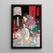 Hara Takejir Takematsu mastering a bald demon - Tsukioka Yoshitoshi — framed artwork on a wall