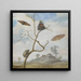 a beetle on a branch, two butterflies, a moth, and a small scarab above, with a landscape in the background - Margareta de Heer — framed artwork on a wall