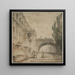 Un palacio con un puente en arco, una villa romana - Hubert Robert — cuadro enmarcado en la pared