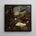 Un pavo real, palomas, patos y otros pájaros en un jardín - Melchior d'Hondecoeter — cuadro enmarcado en la pared