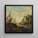 Un paisaje costero mediterráneo con un barco - Salvator Rosa — cuadro enmarcado en la pared