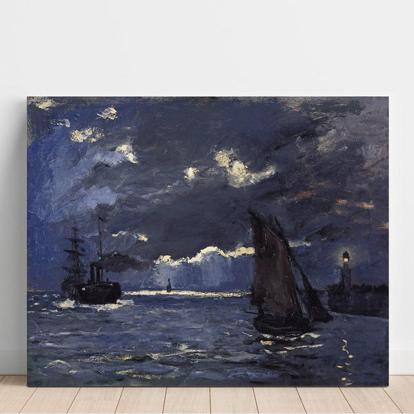 Reproduction of the painting of a seascape, moonlit navigation - Claude Monet