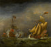 an English warship saluting an English royal yacht in rough seas - Circle of Willem van de Velde the Younger — artwork view
