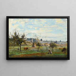Reproduction tableau | Un Village des Environs de Mantes de Jean-Baptiste Camille Corot | Poster - Toile - Aluminium