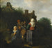Una familia de campesinos reunida frente a un fuego abierto - Cornelis Pietersz Bega — vista de la obra