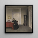 Una habitación en la casa del artista en Strandgade, Copenhague, con la esposa del artista - Vilhelm Hammershøi — cuadro enmarcado en la pared