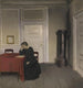 Una habitación en la casa del artista en Strandgade, Copenhague, con la esposa del artista - Vilhelm Hammershøi — vista de la obra