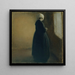 Una anciana de pie junto a una ventana - Vilhelm Hammershi — cuadro enmarcado en la pared