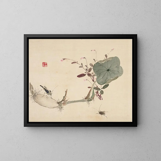 Urakami Shunkin - Studies from Nature Plants Fish and Birds Lotus Tuber with Insects.webp