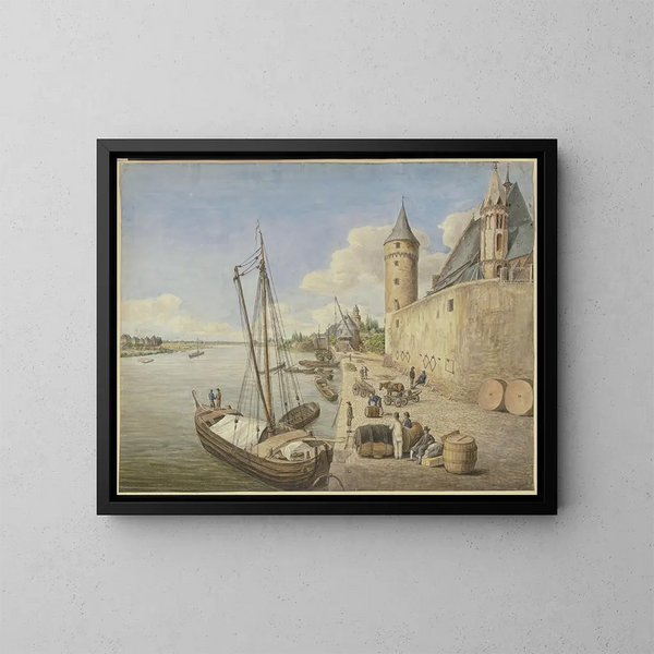El río Main en Fráncfort del Meno con la iglesia de San León - Ursula Magdalena Reinheimer — cuadro enmarcado en la pared
