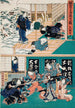 Acte IX Oishi Déguisant Yuranosuke en Moine Flûtiste Komusô Oishi Attaque Honzô pour avoir Provoqué la Mort d'Enya - Utagawa Kunisada Toyokuni III — artwork view