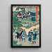 Acte VI Kampei Signant le Rouleau des Quarante-Sept Rônin Okaru après avoir été Vendue est Emmenée en Palanquin au Bordel de Kyoto - Utagawa Kunisada Toyokuni III — framed artwork on a wall