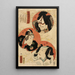 Actors Ichikawa Danjr V in Akushichibei Kagekiyo Ichikawa Danjr VI in Hanakawado Sukeroku and Ichikawa Kodanji IV in Kitsune Tadanobu - Utagawa Kunisada Toyokuni III — framed artwork on a wall