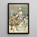 Actors in Ebisu Fukurokuju Benkei Fox and Hunter in the Style of tsue - Utagawa Kunisada Toyokuni III — framed artwork on a wall