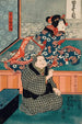 Arashi Otohachi III in Makanaibaba Okuma and Iwai Kumesabur II in Manchs Okoma girl - Utagawa Kunisada Toyokuni III — artwork view