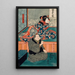 Arashi Otohachi III in Makanaibaba Okuma and Iwai Kumesabur II in Manchs Okoma girl - Utagawa Kunisada Toyokuni III — framed artwork on a wall