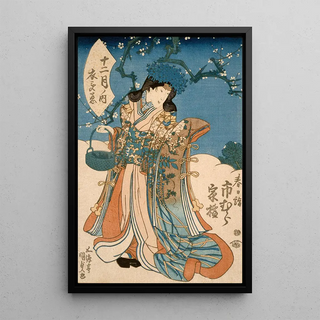 Utagawa Kunisada Toyokuni III - The Actor Ichimura Kakitsu in a Female Role Representing the Second Month.webp