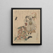 Two Men, one with a black horse banner - Utagawa Kunisada Toyokuni III — framed artwork on a wall
