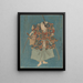 Warrior in fine green, blue, red, yellow, and silver - Utagawa Kunisada Toyokuni III — framed artwork on a wall