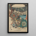 Mujer y sirviente masculino en la nieve Mujer sosteniendo un paraguas blanco - Utagawa Kunisada Toyokuni III — cuadro enmarcado en la pared