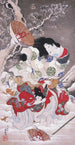 Dame Tokiwa huyendo con niños - Utagawa Kunitsugu — vista de la obra