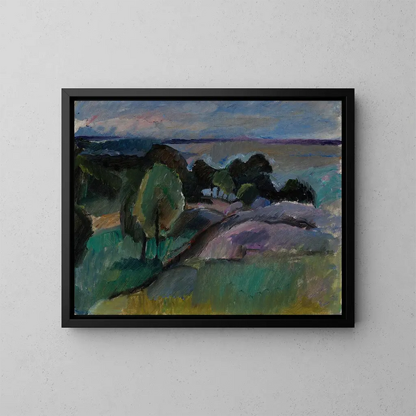 Landscape Painting of Korkeasaari 1913 - Valle Rosenberg — framed artwork on a wall