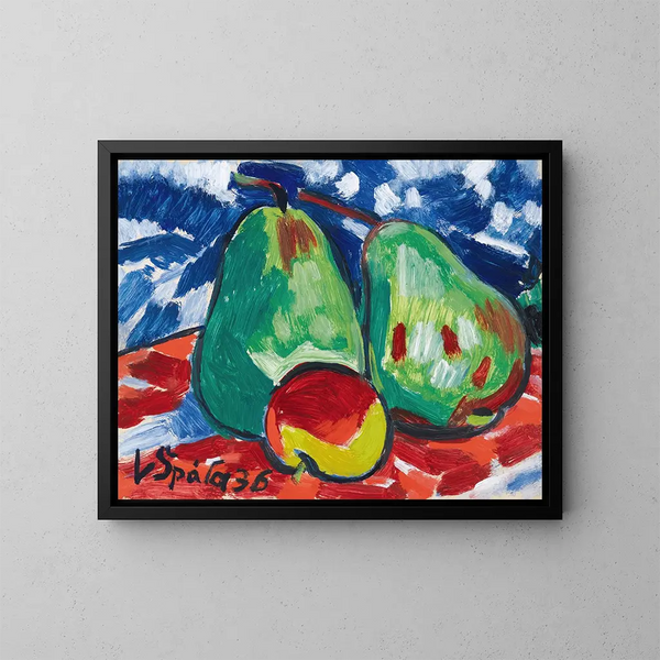 Dos manzanas y una pera - Václav Špála — cuadro enmarcado en la pared