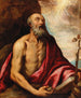 Penitent Saint Jerome — Venetian School — red mantle, open book and crucifix