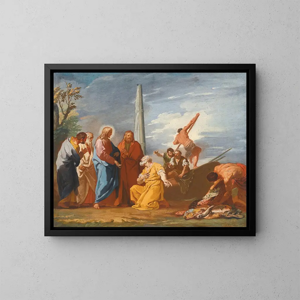 L'Appel de san Pedro - Escuela veneciana — cuadro enmarcado en la pared
