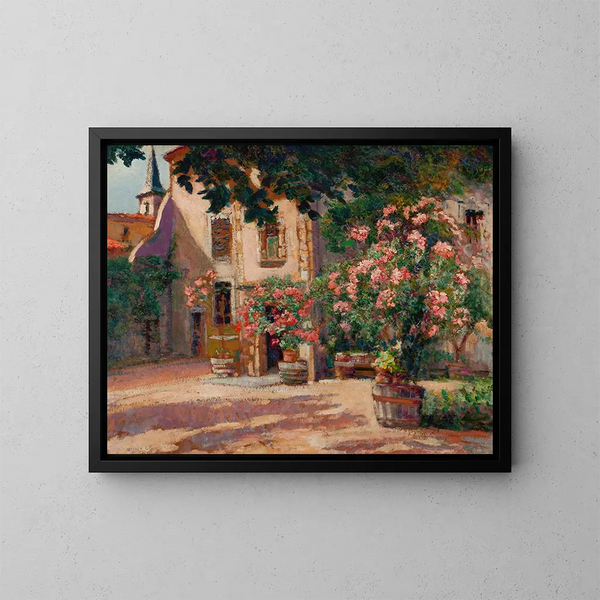 Interior de patio francés - Victor Charreton — cuadro enmarcado en la pared