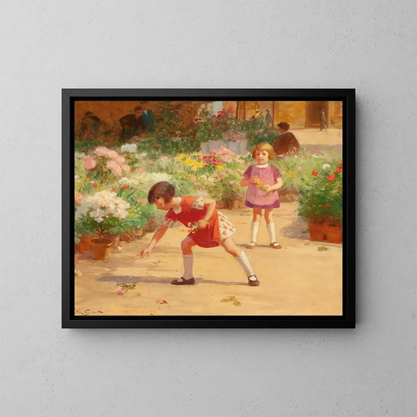 Rassemblement de fleurs - Victor Gabriel Gilbert — cuadro enmarcado en la pared