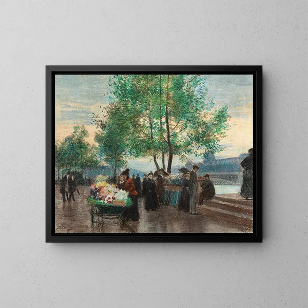 Marchands au bord de la Seine, París - Victor Gabriel Gilbert — cuadro enmarcado en la pared