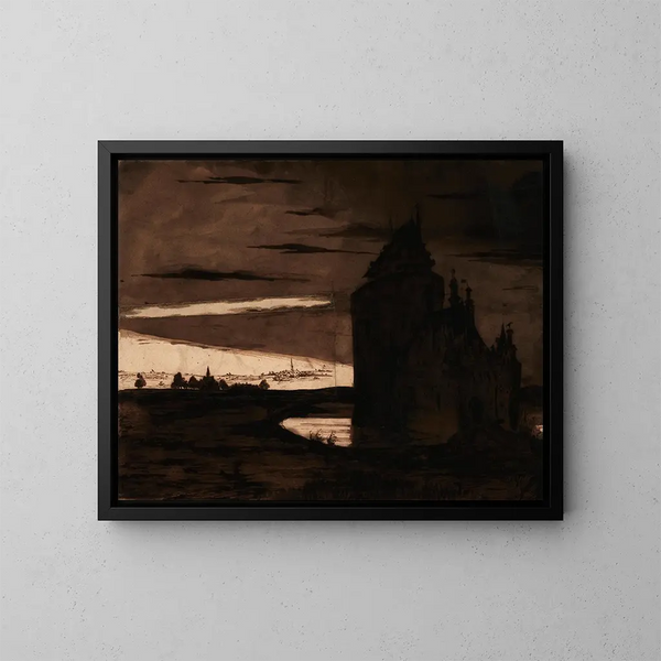 Manoir flamenco al atardecer - Victor Hugo — cuadro enmarcado en la pared