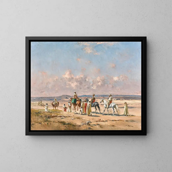 A caravan crossing the desert - Victor Huguet — framed artwork on a wall
