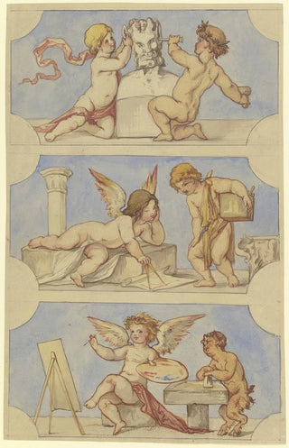 Victor Mller - Von Putten verkrperte Allegorien der Bildhauerei der Architektur und der Malerei.webp