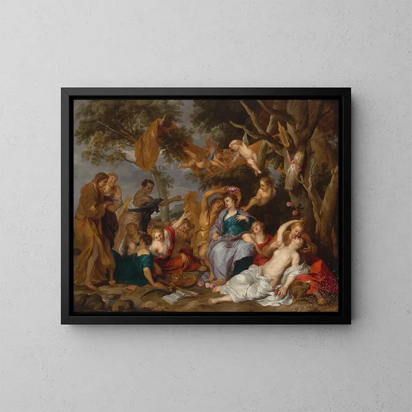 Amaryllis y Mirtillo - Victor Wolfvoet el Joven — cuadro enmarcado en la pared