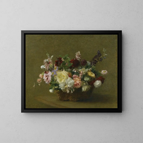 de cesta de flores variadas - Victoria Fantin-Latour — cuadro enmarcado en la pared