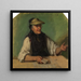 Vieja Schwarzwaldienne con una sombra de ojos y cartas en la mano derecha sentada detrás de una mesa - Johann Baptist Kirner — cuadro enmarcado en la pared