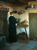 Interior of the kitchen painting The artist's wife arranging flowers - Viggo Johansen — artwork view