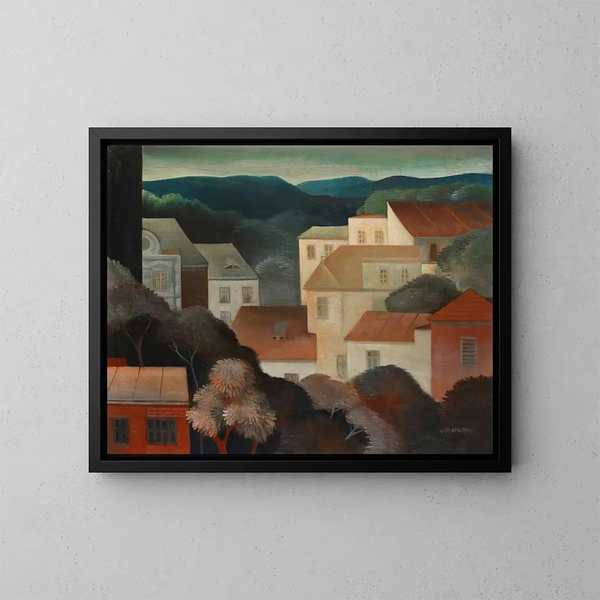 Casas en las colinas - Viktor Planckh — cuadro enmarcado en la pared